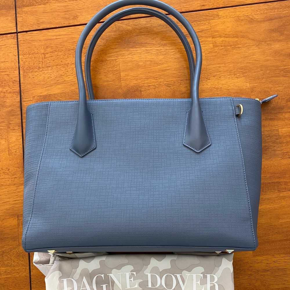 Dagne Dover Signature Legend Coated Canvas Tote, Ash Blue